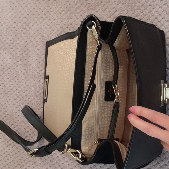 kate spade black Magnolia Park Suede Laurel pebbled leather satchel handbag - Picture 10 of 11